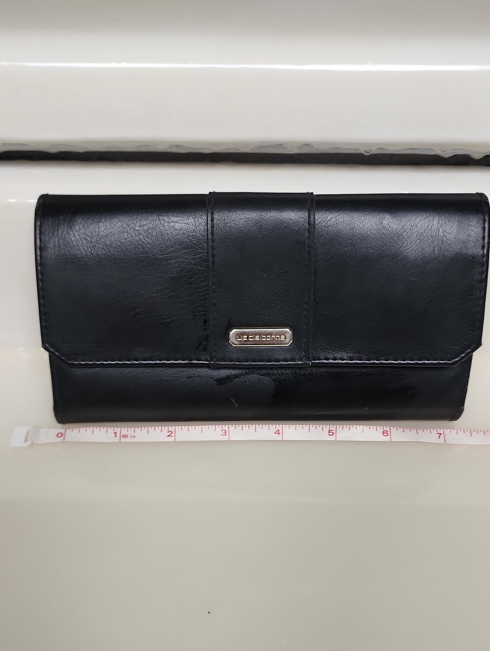 Liz Claiborne Black Foldover Leather Wallet